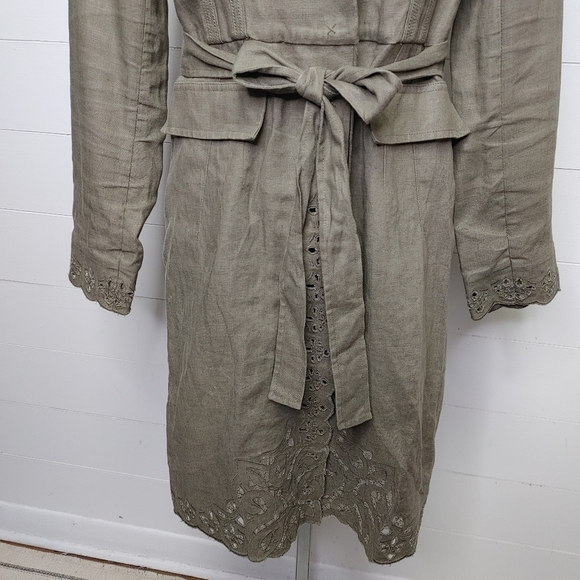 100% linen khaki green jacket size S - Picture 5 of 16